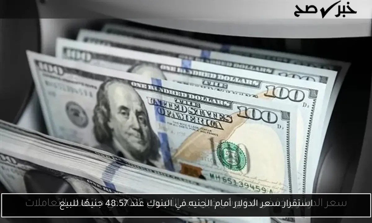 استقرار سعر الدولار أمام الجنيه في البنوك عند 48.57 جنيهًا للبيع