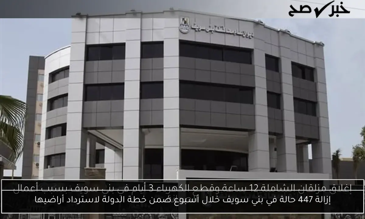 إزالة 447 حالة في بني سويف خلال أسبوع ضمن خطة الدولة لاسترداد أراضيها