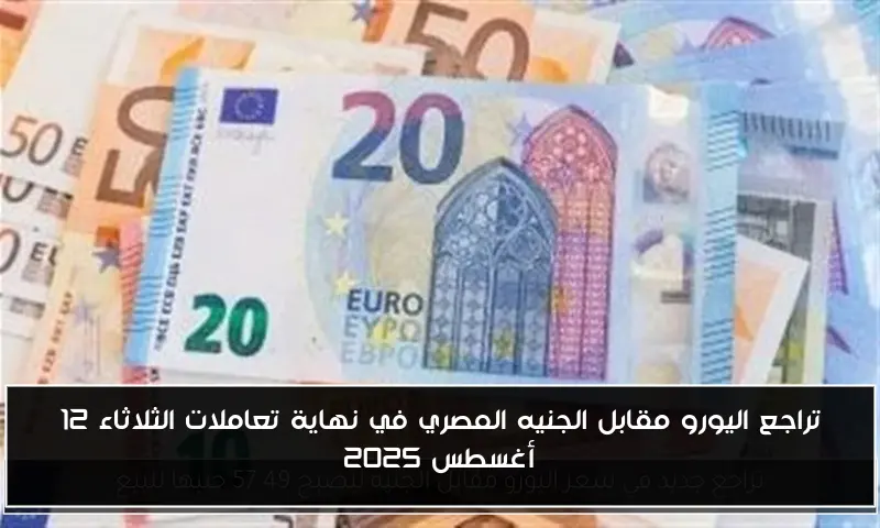 تراجع اليورو مقابل الجنيه المصري في نهاية تعاملات الثلاثاء 12 أغسطس 2025