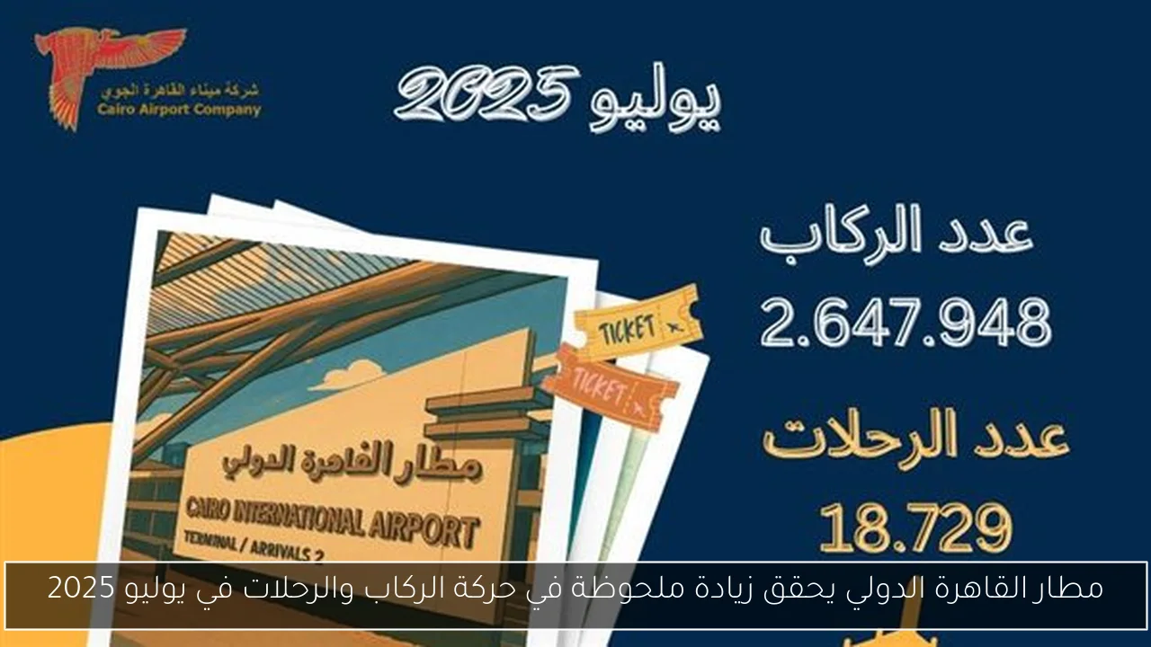 مطار القاهرة الدولي يحقق زيادة ملحوظة في حركة الركاب والرحلات في يوليو 2025