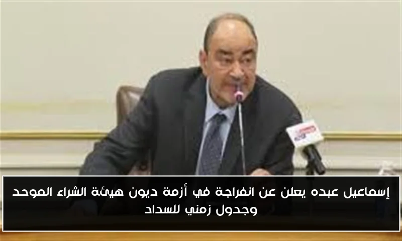 إسماعيل عبده يعلن عن انفراجة في أزمة ديون هيئة الشراء الموحد وجدول زمني للسداد