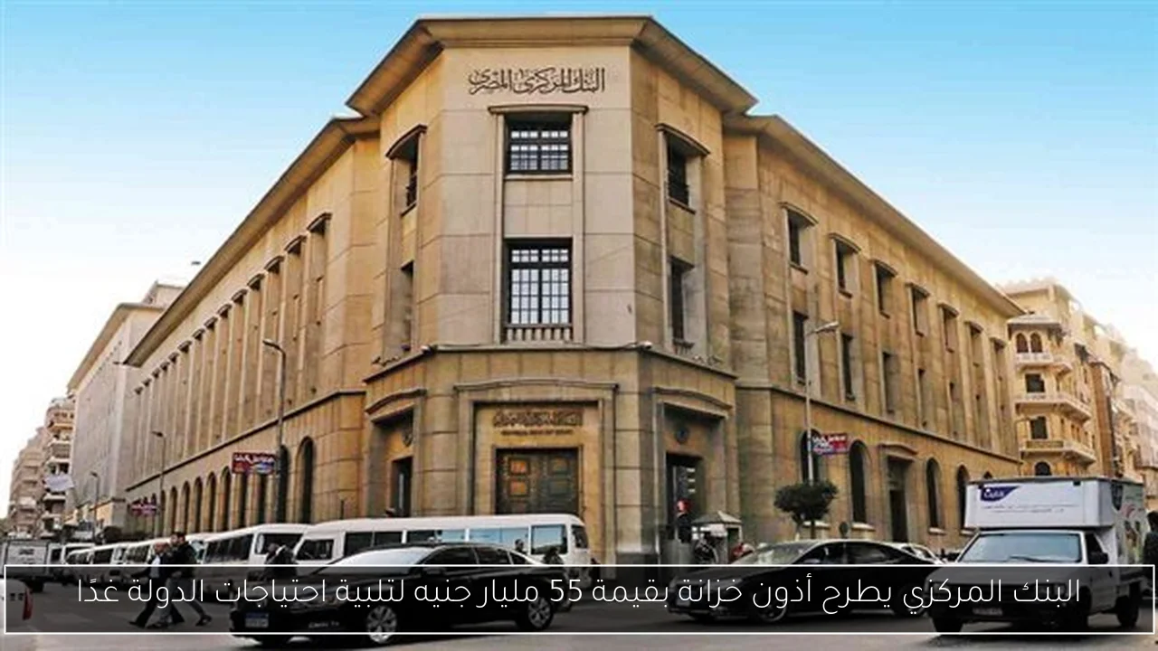 البنك المركزي يطرح أذون خزانة بقيمة 55 مليار جنيه لتلبية احتياجات الدولة غدًا