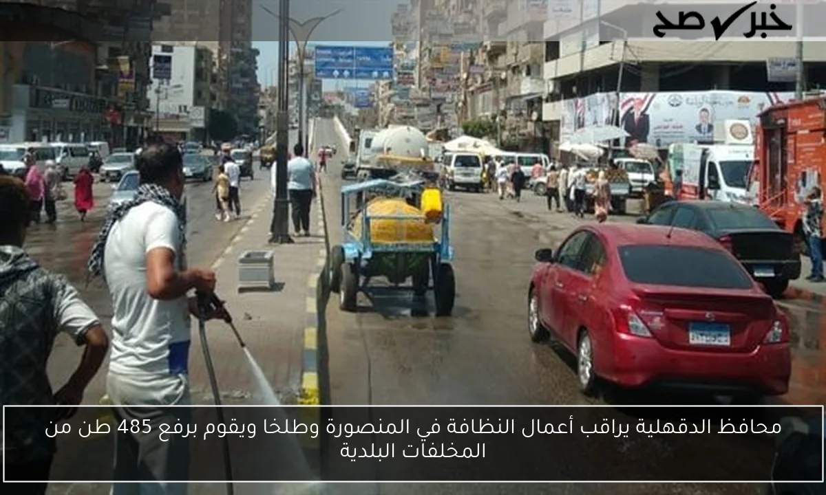 محافظ الدقهلية يراقب أعمال النظافة في المنصورة وطلخا ويقوم برفع 485 طن من المخلفات البلدية