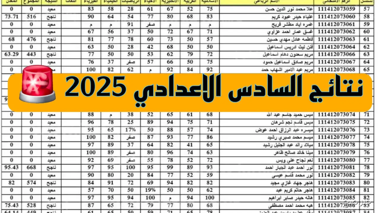 “برابط مباشر” نتائج السادس الاعدادي 2025 الدور الثاني PDF موقع نتائجنا علمي وأدبي
