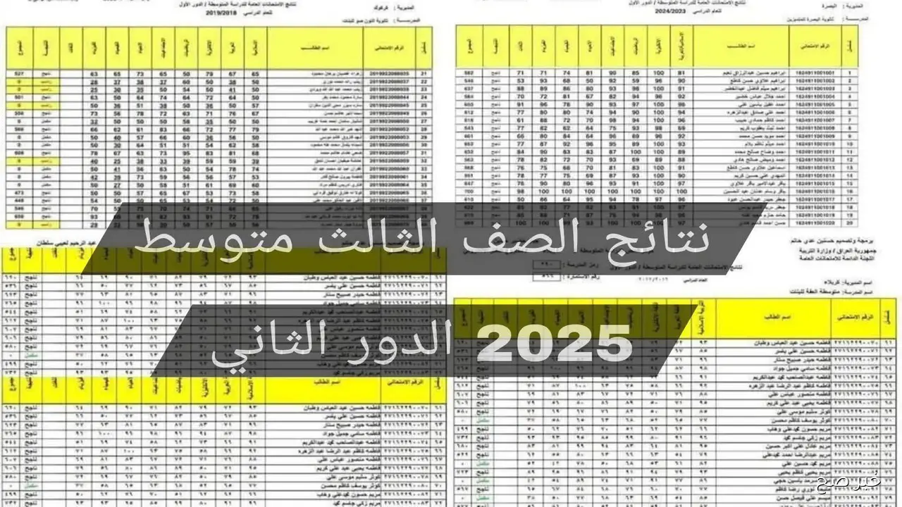 موقع نتائج الثالث متوسط الدور الثاني 2025 نتائجنا PDF عموم المحافظات بالعراق