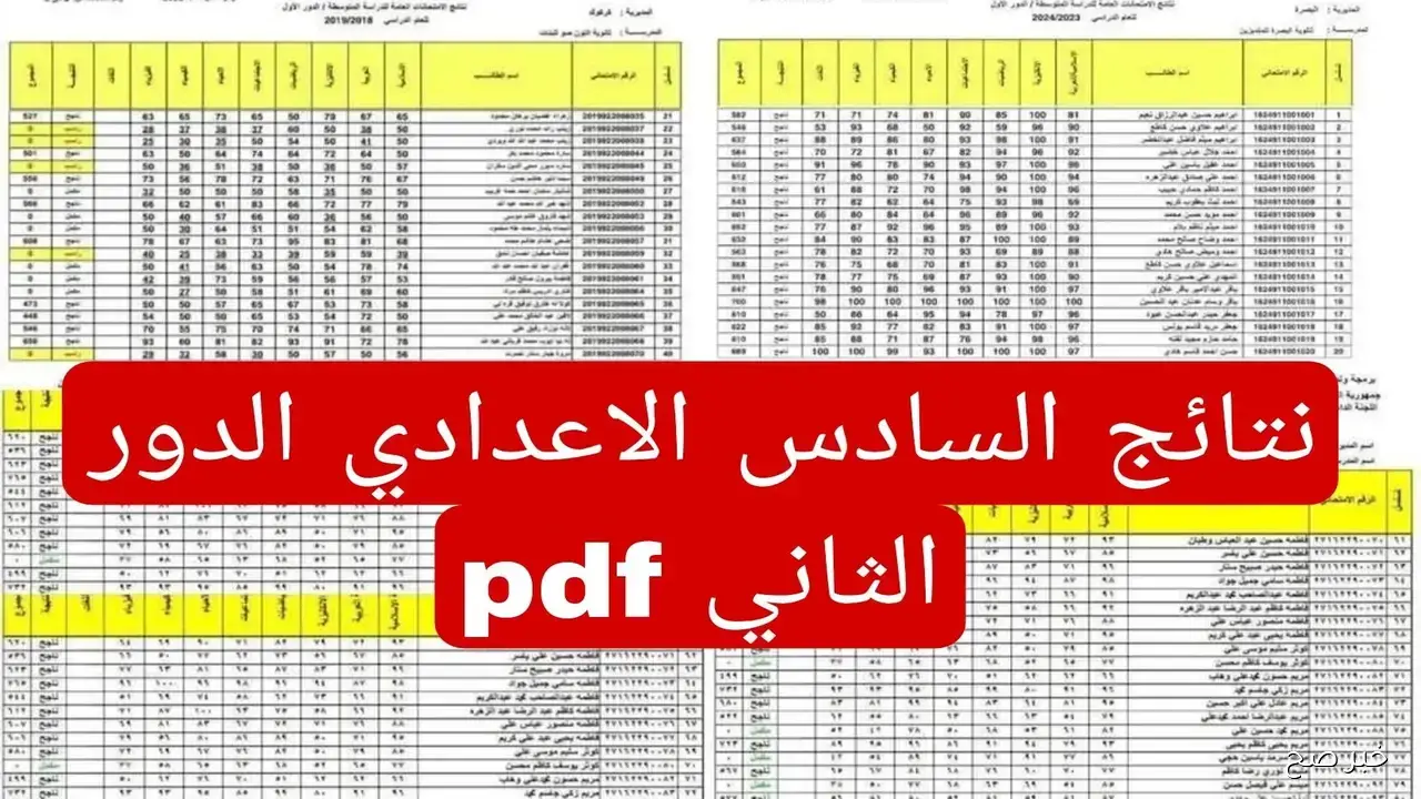 استظهار نتائج السادس الاعدادي 2025 الدور الثاني عبر موقع وزارة التربية ونتائجنا PDF