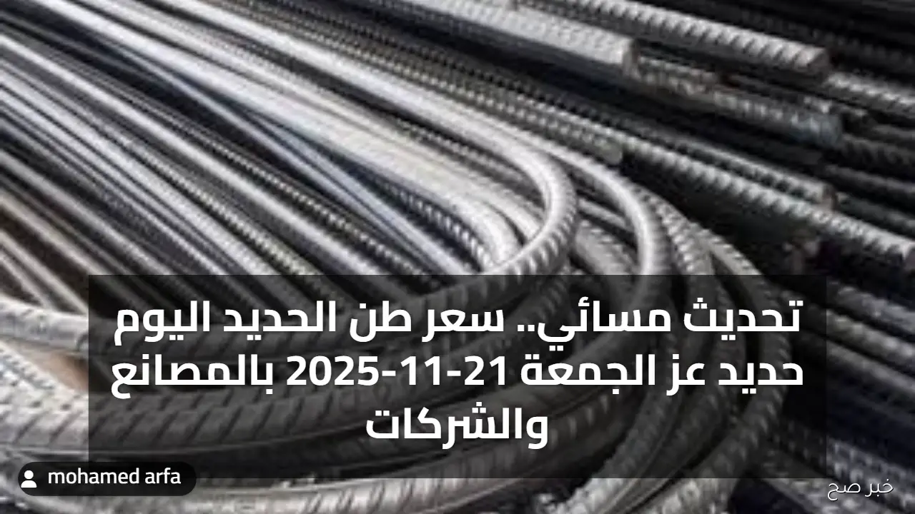 تحديث مسائي.. سعر طن الحديد اليوم حديد عز الجمعة 21-11-2025 بالمصانع والشركات