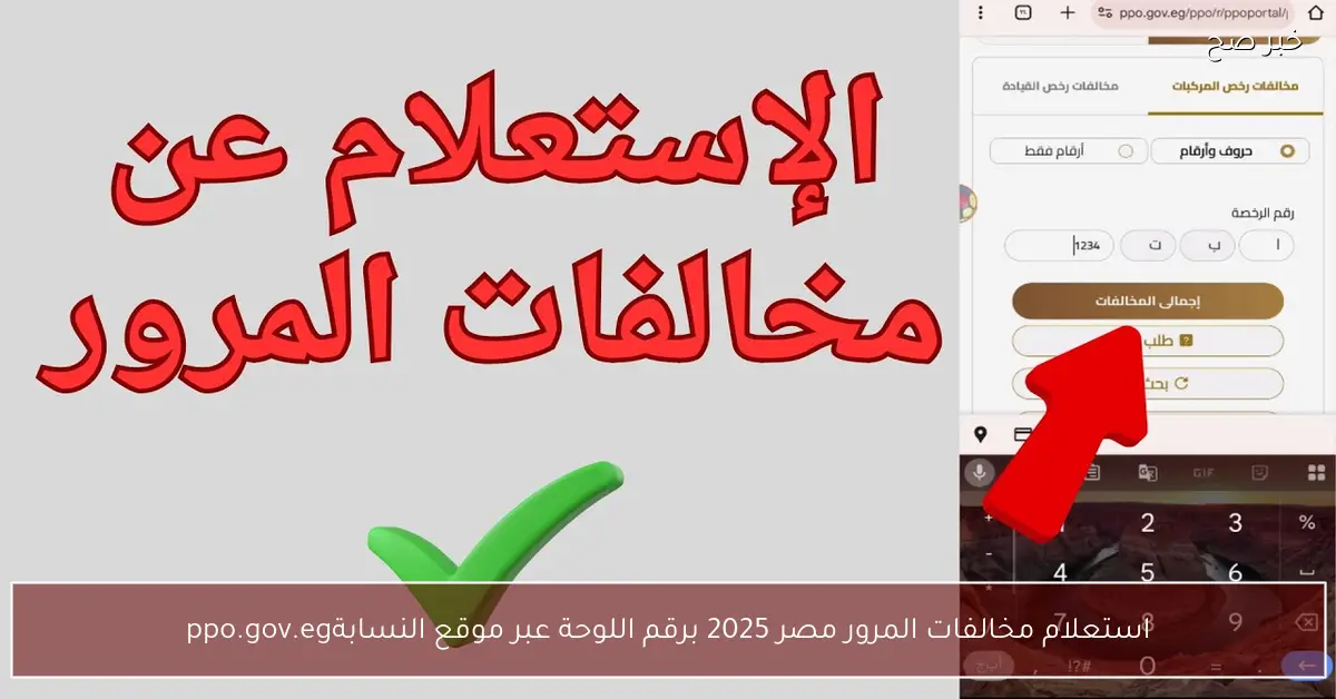 من بيتك.. استعلام مخالفات المرور مصر 2025 برقم اللوحة عبر موقع النيابة العامة للمرور ppo.gov.eg