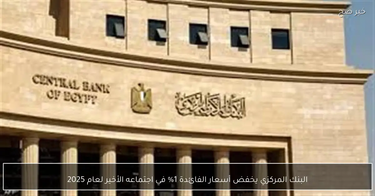 البنك المركزي يخفض أسعار الفائدة 1% في اجتماعه الأخير لعام 2025