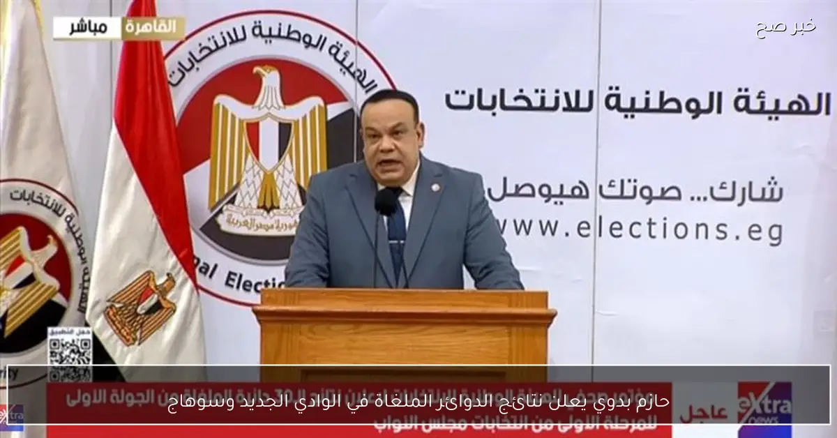حازم بدوي يعلن نتائج الدوائر الملغاة في الوادي الجديد وسوهاج