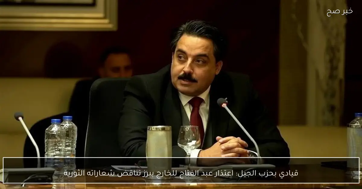 قيادي بحزب الجيل: اعتذار عبد الفتاح للخارج يبرز تناقض شعاراته الثورية