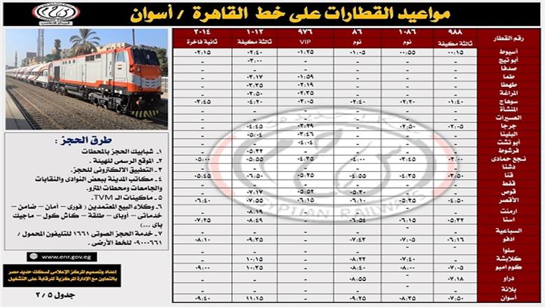 جدول قطارات السكك الحديد