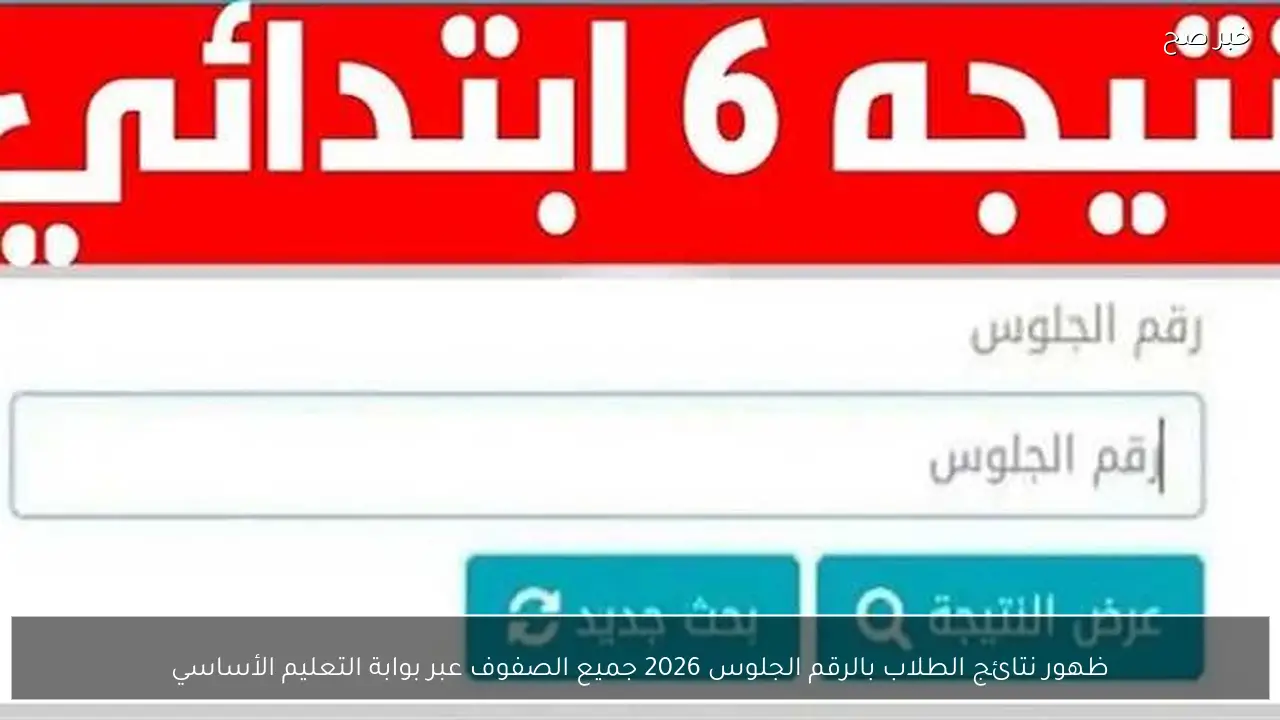 ظهور نتائج الطلاب بالرقم الجلوس 2026 جميع الصفوف عبر بوابة التعليم الأساسي