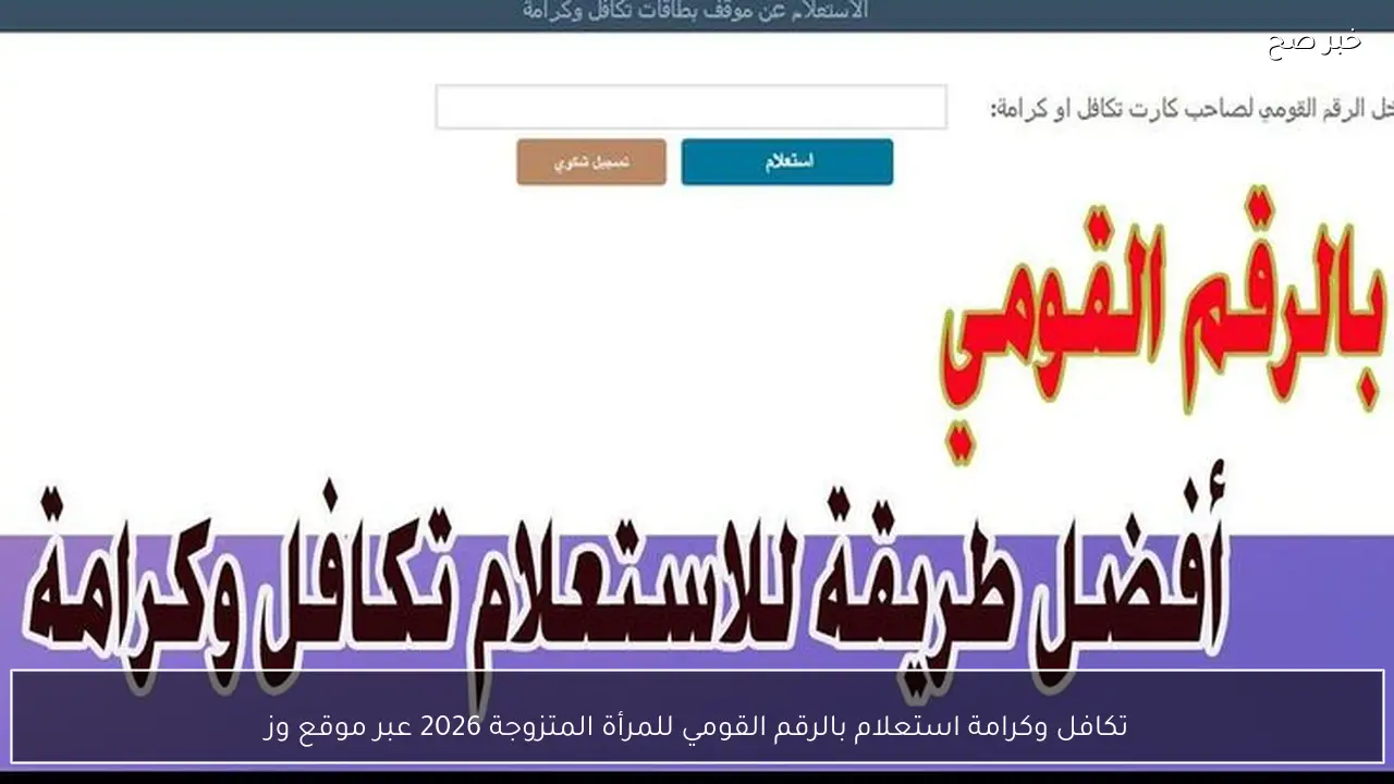 تكافل وكرامة استعلام بالرقم القومي للمرأة المتزوجة 2026 عبر موقع وزارة التضامن الاجتماعي