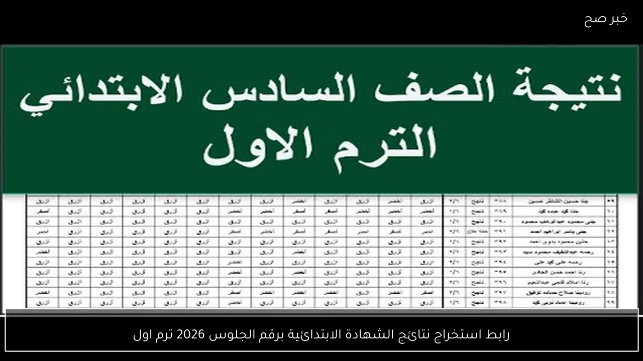 رابط استخراج نتائج الشهادة الابتدائية برقم الجلوس 2026 ترم اول برقم الجلوس