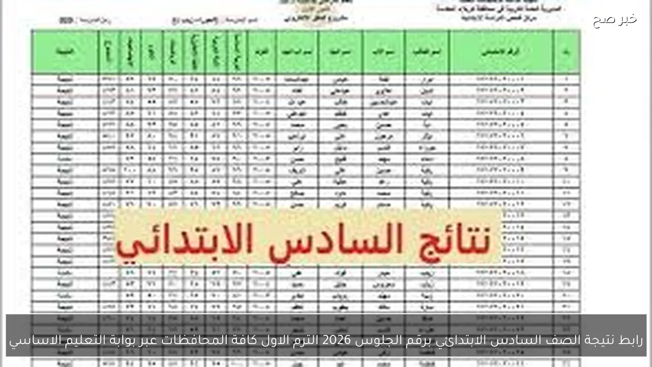 رابط نتيجة الصف السادس الابتدائي برقم الجلوس 2026 الترم الاول بجميع المحافظات عبر بوابة التعليم الاساسي