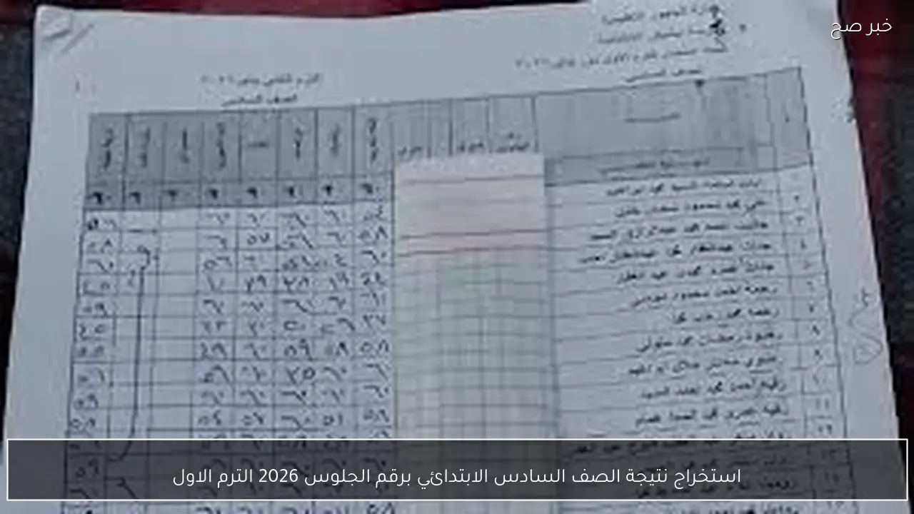 استخراج نتيجة الصف السادس الابتدائي برقم الجلوس 2026 الترم الاول جميع المحافظات عبر eduserv.cairo.gov.eg
