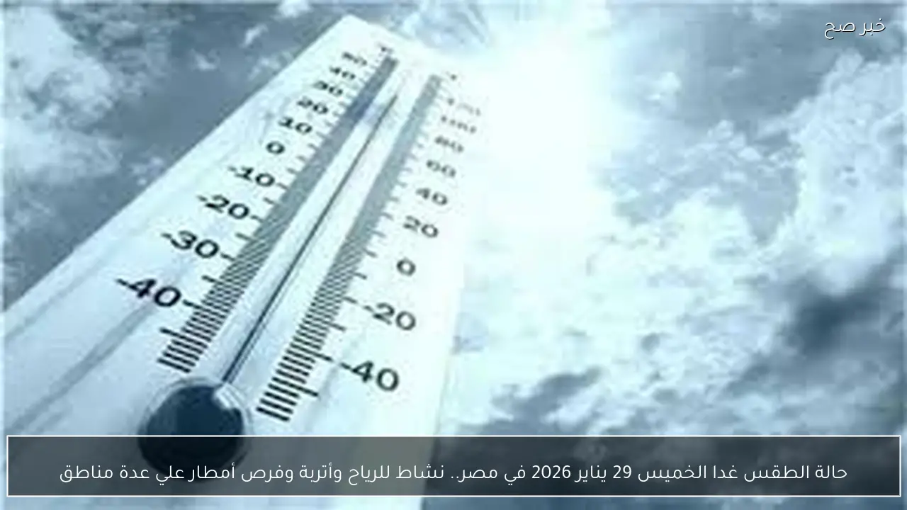 حالة الطقس غدا الخميس 29 يناير 2026 في مصر.. نشاط للرياح وأتربة وفرص أمطار علي عدة مناطق