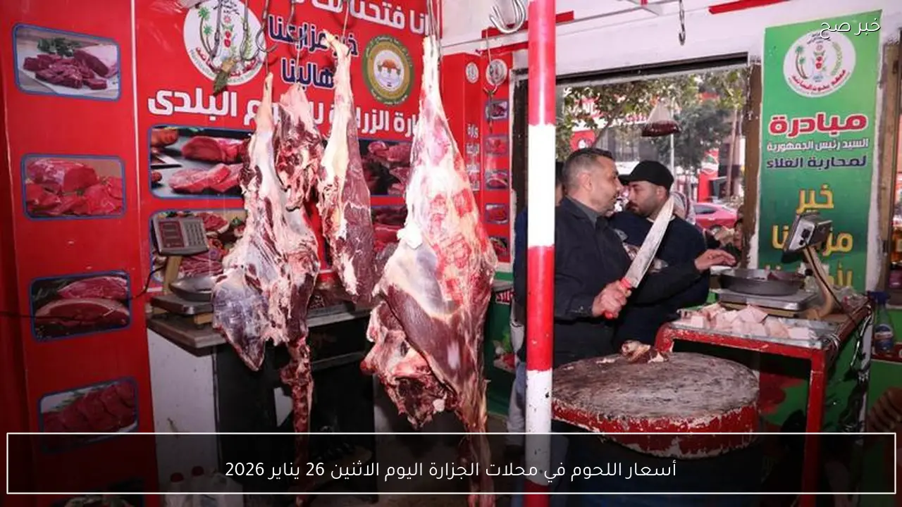 أسعار اللحوم في محلات الجزارة اليوم الاثنين 26 يناير 2026