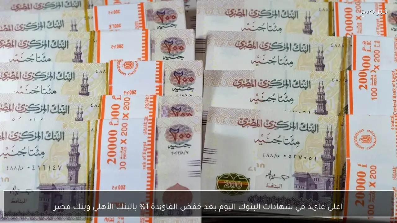 اعلي عائد في شهادات البنوك اليوم بعد خفض الفائدة 1% بالبنك الأهلي وبنك مصر