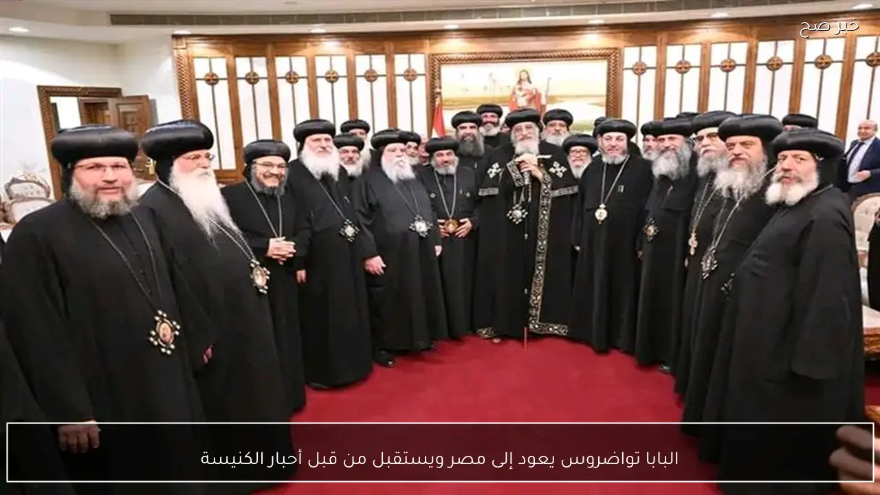 البابا تواضروس يعود إلى مصر ويستقبل من قبل أحبار الكنيسة
