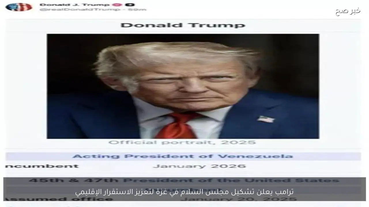 ترامب يعلن تشكيل مجلس السلام في غزة لتعزيز الاستقرار الإقليمي