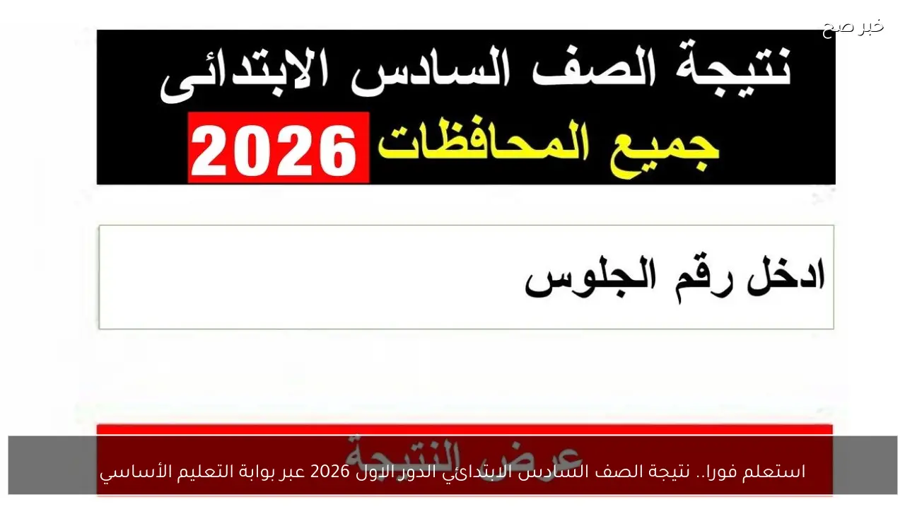 استعلم فورا.. نتيجة الصف السادس الابتدائي الدور الاول 2026 عبر بوابة التعليم الأساسي