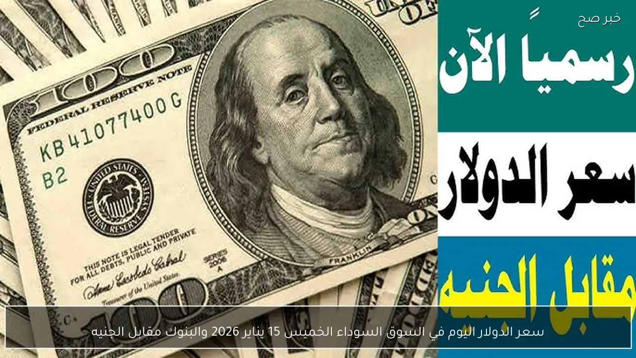 سعر الدولار اليوم في السوق السوداء الخميس 15 يناير 2026 والبنوك مقابل الجنيه