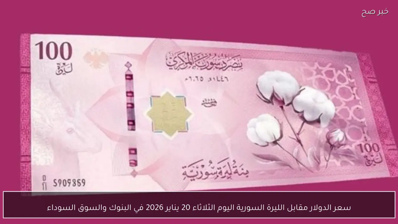 سعر الدولار مقابل الليرة السورية اليوم الثلاثاء 20 يناير 2026 في البنوك والسوق السوداء