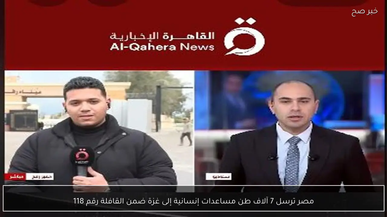 مصر ترسل 7 آلاف طن مساعدات إنسانية إلى غزة ضمن القافلة رقم 118