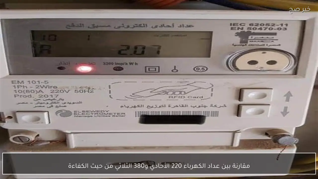 مقارنة بين عداد الكهرباء 220 الأحادي و380 الثلاثي من حيث الكفاءة