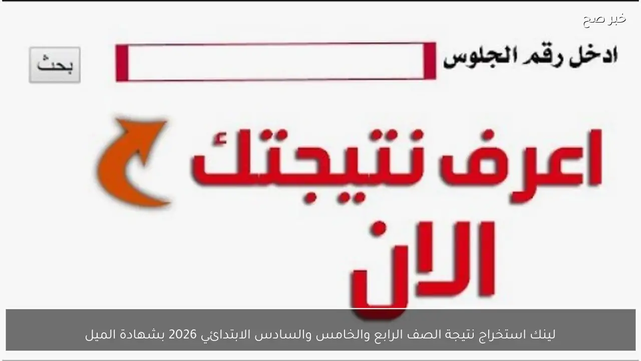 لينك استخراج نتيجة الصف الرابع والخامس والسادس الابتدائي 2026 بشهادة الميلاد