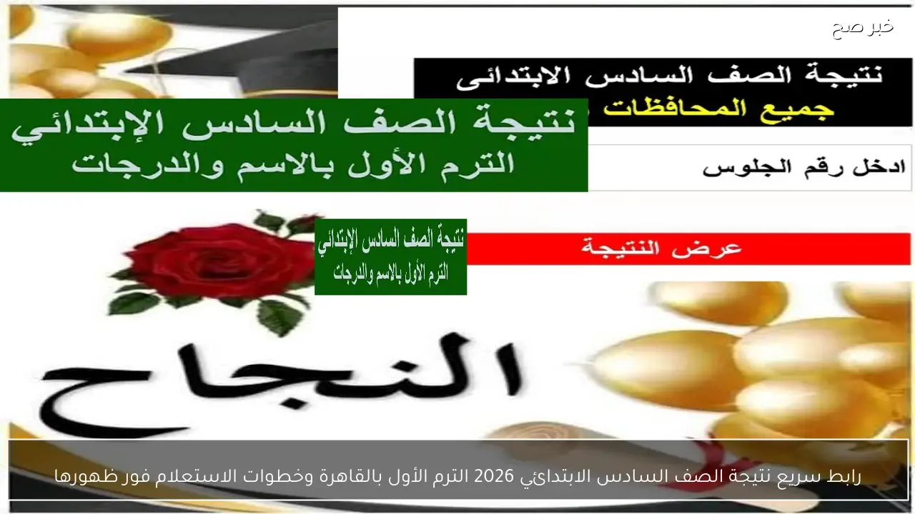 رابط سريع نتيجة الصف السادس الابتدائي 2026 الترم الأول بالقاهرة وخطوات الاستعلام فور ظهورها