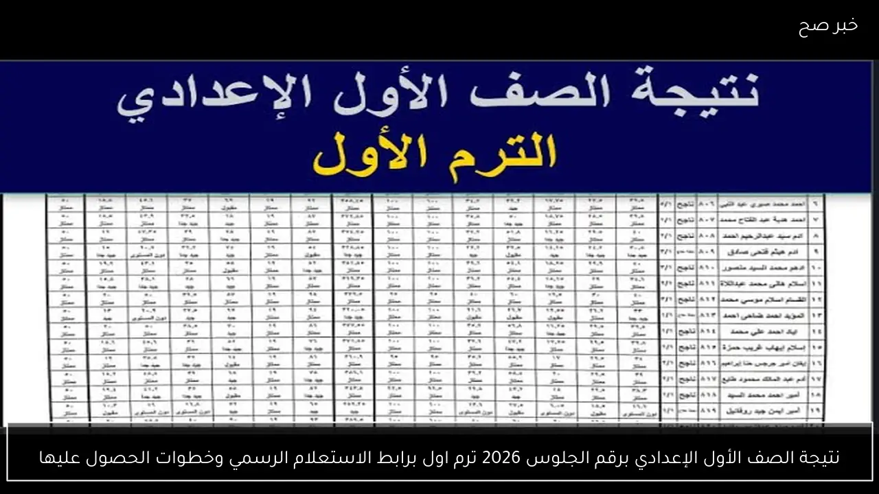 نتيجة الصف الأول الإعدادي برقم الجلوس 2026 ترم اول برابط الاستعلام الرسمي وخطوات الحصول عليها