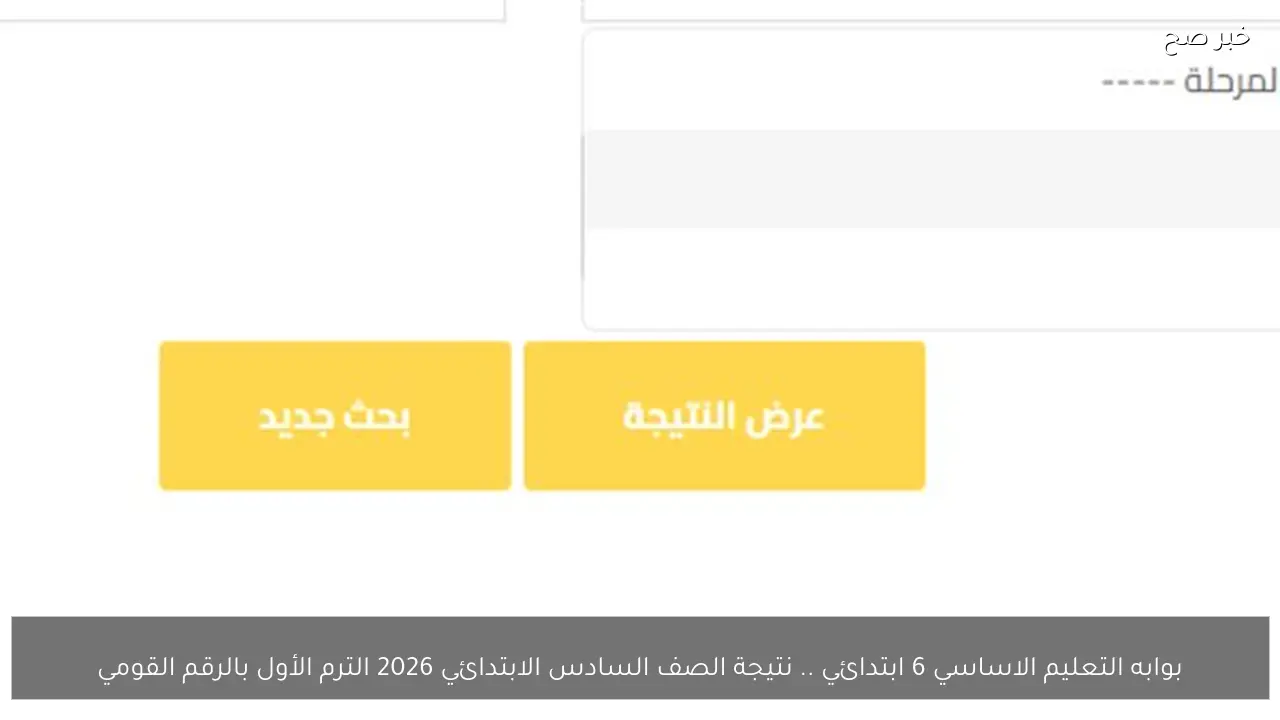 بوابه التعليم الاساسي 6 ابتدائي .. نتيجة الصف السادس الابتدائي 2026 الترم الأول بالرقم القومي