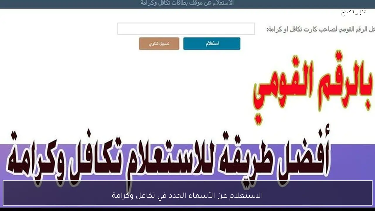 رابط الاستعلام عن الأسماء الجدد في تكافل وكرامة 2026 بالرقم القومي.. اعرف حالة قبولك