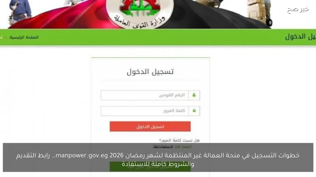 خطوات التسجيل في منحة العمالة غير المنتظمة لشهر رمضان 2026 manpower.gov.eg… رابط التقديم والشروط كاملة للاستفادة
