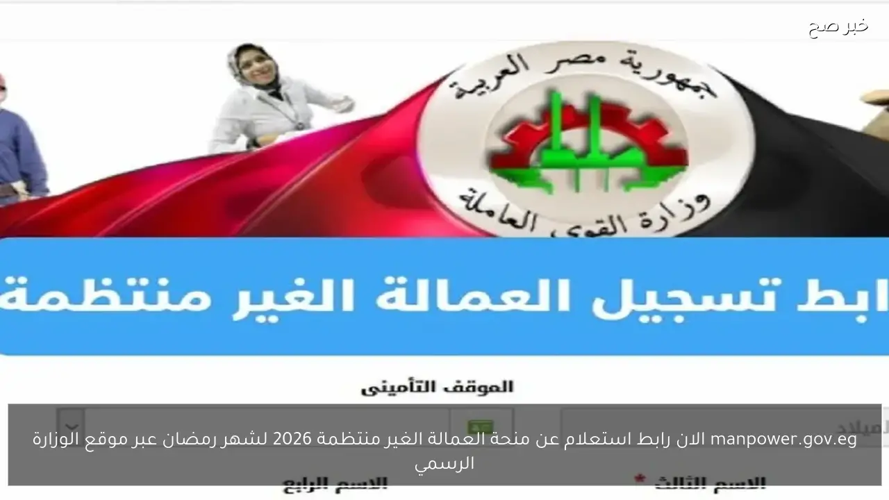 manpower.gov.eg الان رابط استعلام عن منحة العمالة الغير منتظمة 2026 لشهر رمضان عبر موقع الوزارة الرسمي