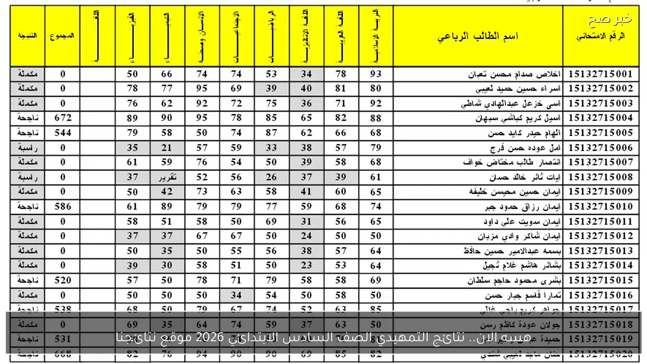 هسه الان.. نتائج التمهيدي الصف السادس الابتدائي 2026 موقع نتائجنا