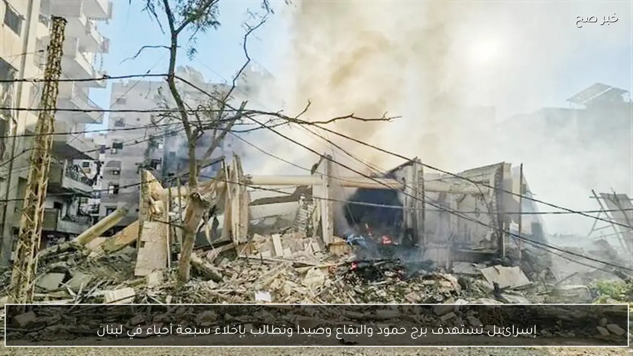 إسرائيل تستهدف برج حمود والبقاع وصيدا وتطالب بإخلاء سبعة أحياء في لبنان