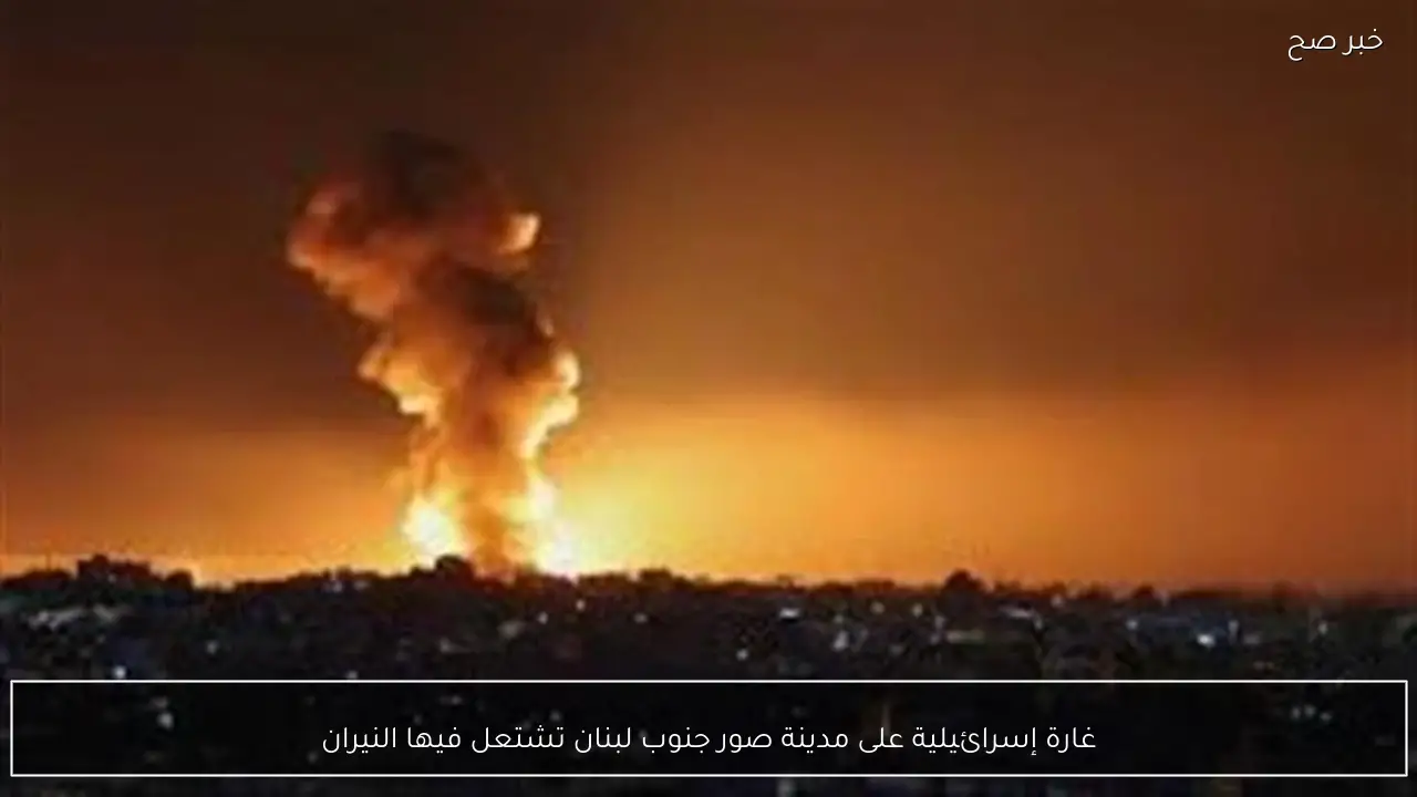 غارة إسرائيلية على مدينة صور جنوب لبنان تشتعل فيها النيران