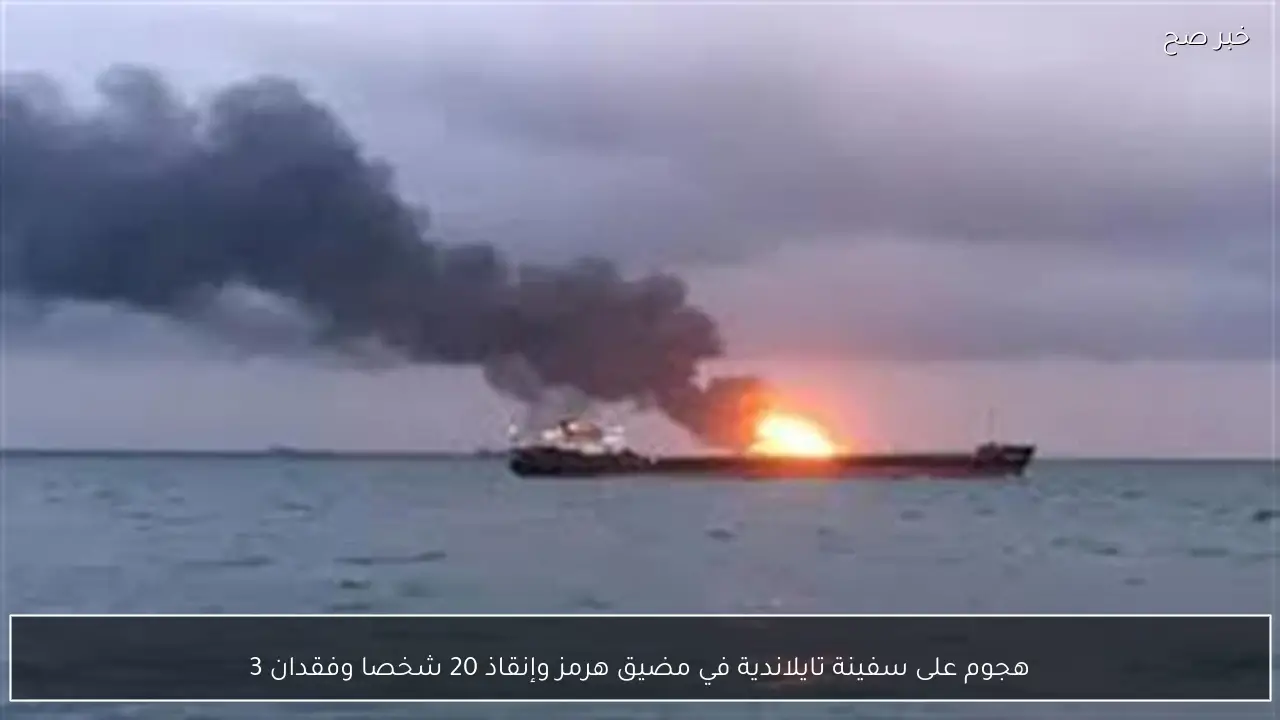 هجوم على سفينة تايلاندية في مضيق هرمز وإنقاذ 20 شخصا وفقدان 3